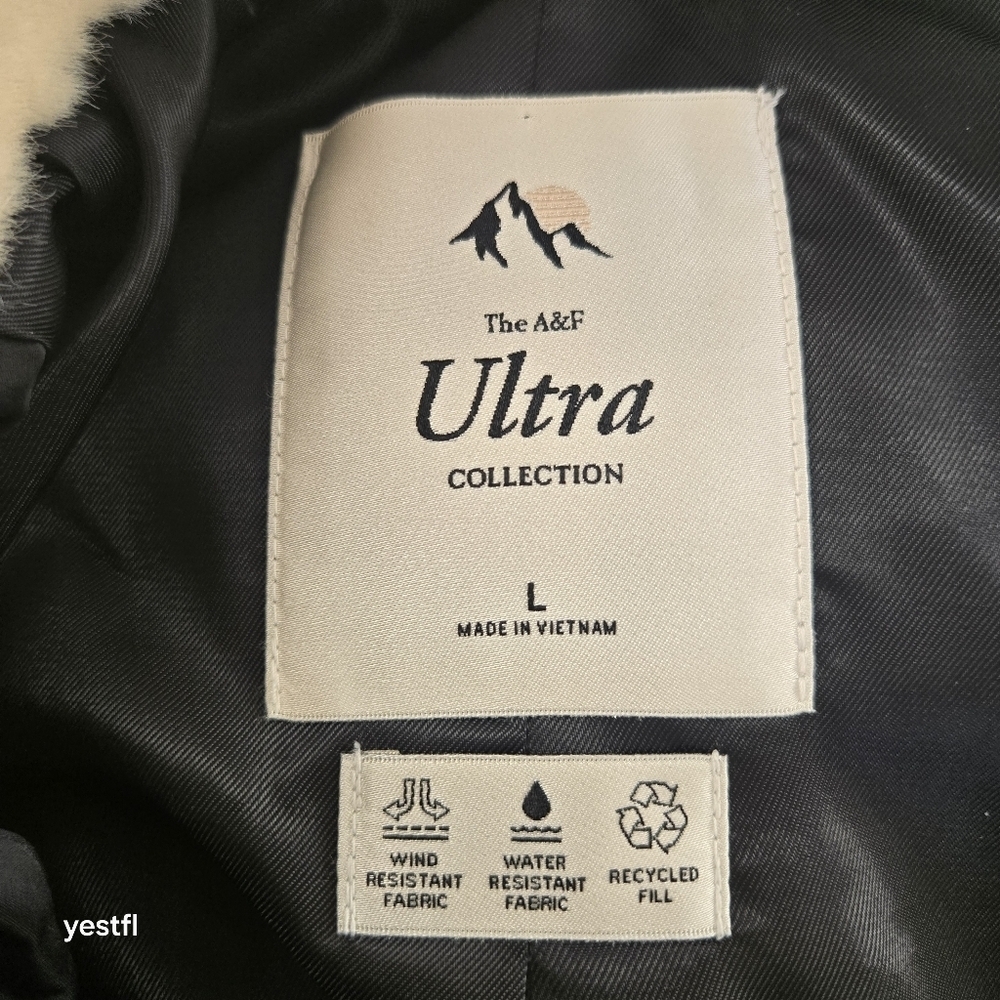 A&F Abercrombie and Fitch Ultra Collection Faux Fur Puffer Zip-Up Jacket L - Picture 6 of 9